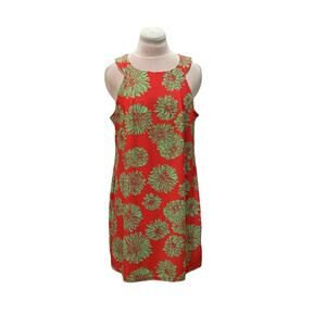 ARYEH Anthropologie Coral & Mint Floral Soft Stretch Sheath Dress LARGE Tropical